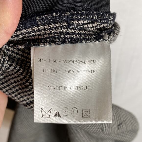 All Saints Women’s puppy tooth wool linen blend trousers 34 cuffed suit pants - Picture 6 of 6